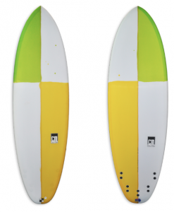 Slab / Buoyant short board with quad or thruster fin set-up & resin tints