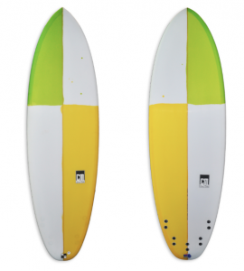 Slab / Buoyant short board with quad or thruster fin set-up & resin tints